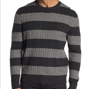 BROOKS BROTHERS NAVY GRAY STRIPED CREW NECK SWEATER SIZE XL MENS 70% WOOL